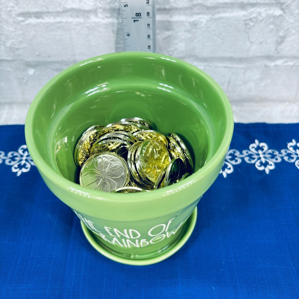 Rae Dunn "The End of the Rainbow" planter with coins! - Picture 2 of 5